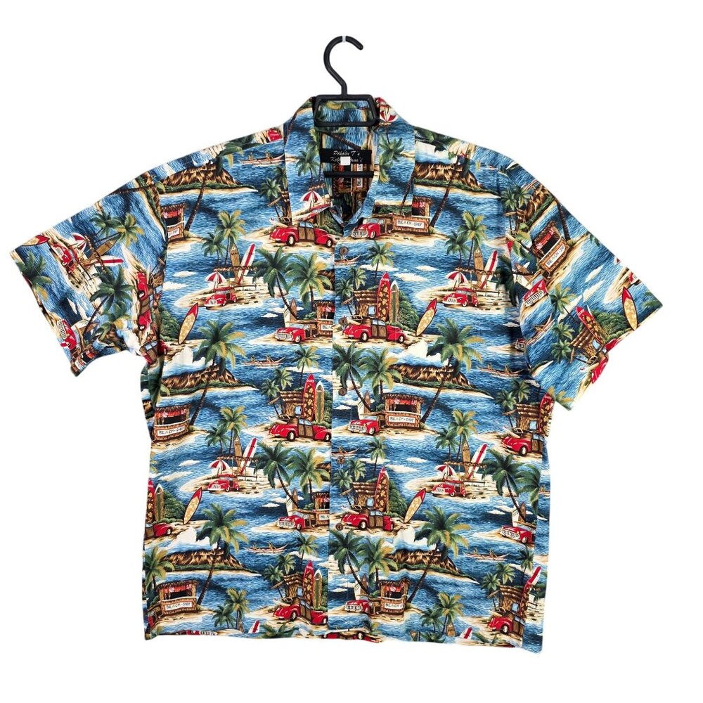 Mens Pohaku T's Hawaiian Shirt Koloa Kauai Button Up 100% Cotton Short Sleeve XL